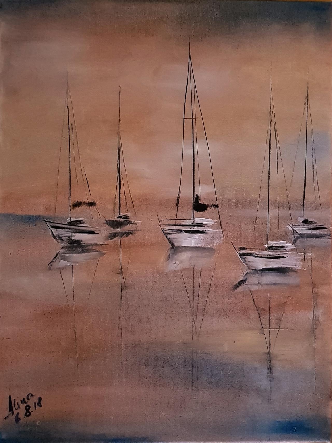 ArteDiAlina.com painting: white boats